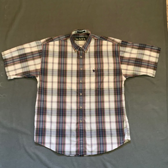 Knights of Round Table Mens Button Down Cotton Short Sleeve Plaid Shirt - Picture 1 of 7